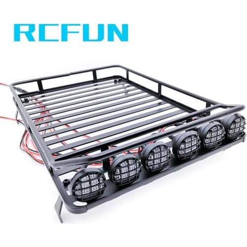 Rc Metal Roof Rack Luggage Carrier with Spotlight bar For 1/10 RC Car Trx4 Cherokee Wrangler Axial Scx10 S38 SCX10 313mm