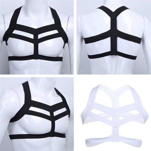Sexy Elastic Bandage Tops Bodysuit Club Costume Short Shirt Bondage Men Body Harness Gay Hot Fetish Lingerie Exotic Clubwear