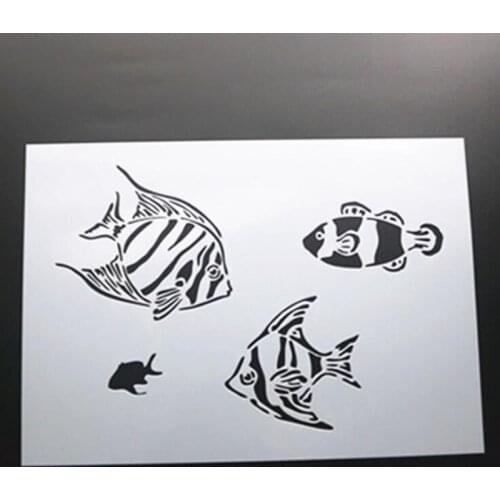 Small Fish Painting Template DIY Layering Stencils Painting Scrapbook Coloring Embossing Album Decorative Card Template Reusable