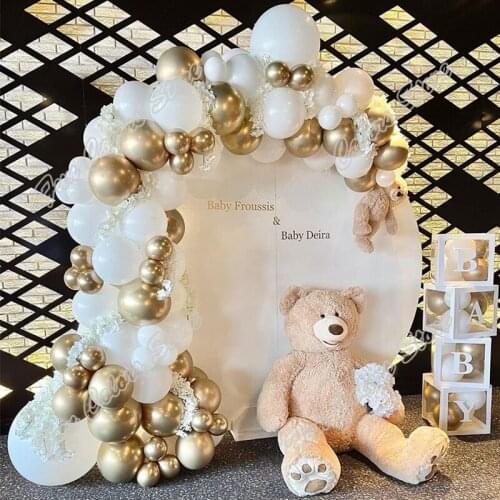 102pcs Golden Wedding Birthday Party Welcome Baby Shower Holiday White Decoration Valentines Day Gift Balloon Garland Arch Kita