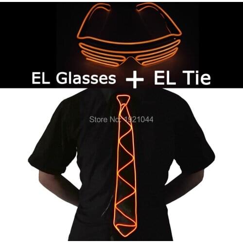Luminous LED Glasses EL Wire Fashion Neon Tie Dancing Party Bar Florescent Light Costume for Festival Party Supplies