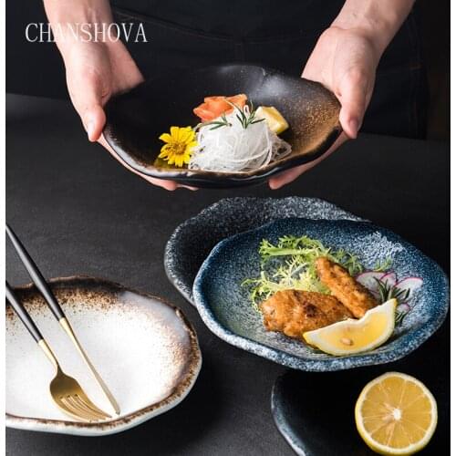 CHANSHOVA Traditional Chinese Retro Lotus Leaf Shape Ceramic Dinner Plates China Porcelain Dessert Tray Kitchen Dishes H270