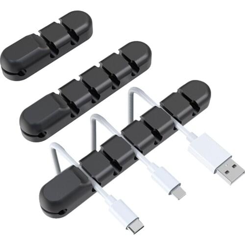 USB Cable Organizer Wire Management organizador Cord Clip Office Desktop Phone Cables holder Wire Winder Silicone Tie Fixer