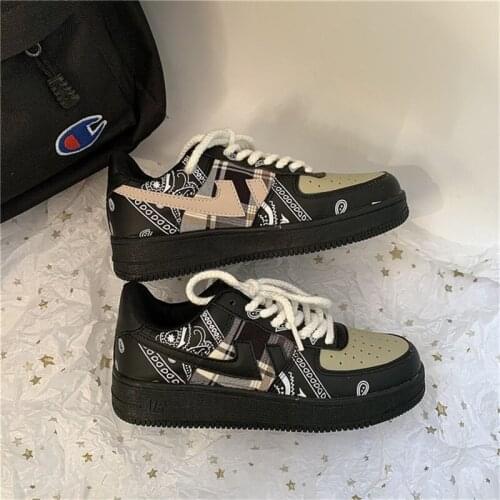 2021 Spring Autumn Cashew Flower Hip Hop Casual Shoes Mens Sports Shoes Hong Kong Style Fashion All-match Womens Running Shoes