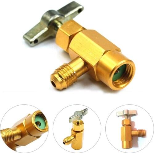 High Quality Liquid Safety Valve R-134a Bottle Opener Adapter Air Conditioning Refrigerant 1/4 Safety Adapter fits 1/2" ACME