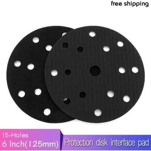 6 Inch 15-Hole 150mm Protection Disc Interface Pad Black Power Tools Accessories for Polishing & Grinding - Hook and Loop