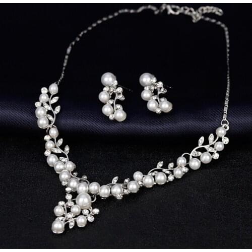 Pearl Jewelry Sets For Women African Beads Jewelry Set Wedding Imitation Crystal Bridal Necklace Jewelery Costume