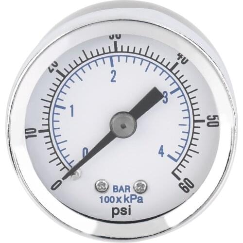 1/8" NPT Threads Mini Pressure Gauge Air Compressor Hydraulic Gauge Manometer Pressure Tester 0-60PSI Back Mount 1.5" Dial Plate