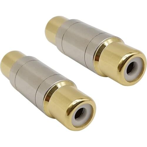 2Pcs Dual RCA Connectors Gold-Plated RCA Female to Female Jack Straight Audio Speaker Cable Extender 2 RCA Female Socket Adapter