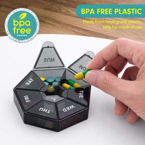 2Pcs/Set Pill Case Easy to Carry Widely Applied Small Size 7 Days Tablet Candy Box for Home