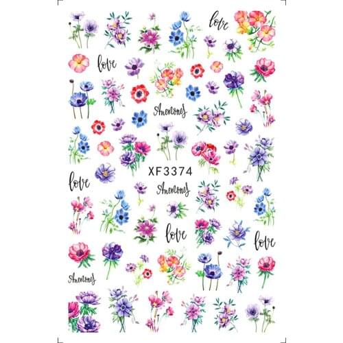 2021HOT! 3D Flower Butterfly Nail Sticker Adhesive Nail Applique Grass Design Slider Nail Art Manicure Decoration