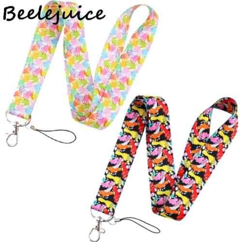24pcs Colorful Palm Footprints Neck Strap Lanyard keychain Phone Strap ID Badge Holder Key Chain Keyrings Accessories Webbings