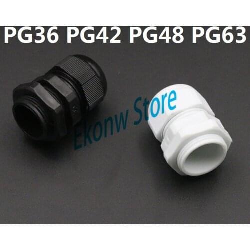 5PCS High quality IP68 PG36 PG42 PG48 for Cable CE Waterproof Nylon Plastic Cable Gland Connector include O-Rings or Flat gasket