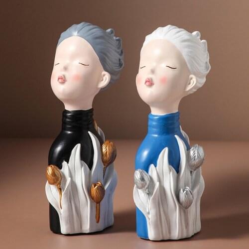 ARTLOVIN Home Decoration Accessories Resin Large Bust statue Optimistic Woman Sculpture Creative Home Decor Figurines Girl Model