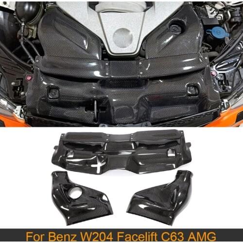C Class 3PCS Car Cold Air Filter Intake System Cover for Mercedes Benz W204 Facelift C63 AMG Only 2012-2014 Carbon Fiber Cover