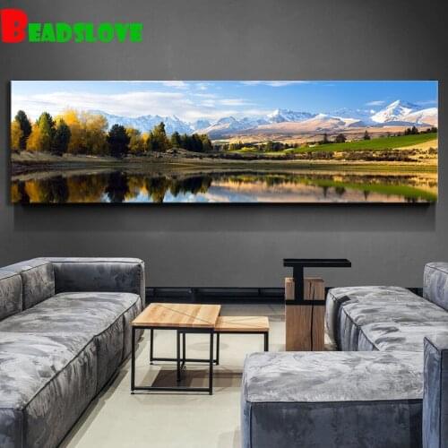 Large size diy 5d diamond painting Beautiful lake scenery full square round drill animals embroidery rhinestone kit g241