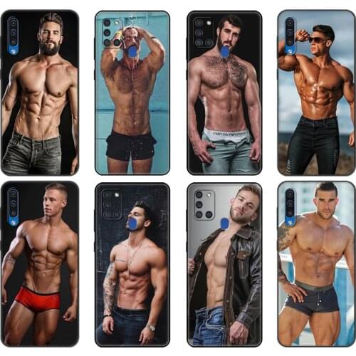 Black tpu Case For Samsung Galaxy A50 50S A30S A10 A01 A11 A21S A31 A41 A51 A71 M21 M30S S10 LITE Cover Sexy muscular man