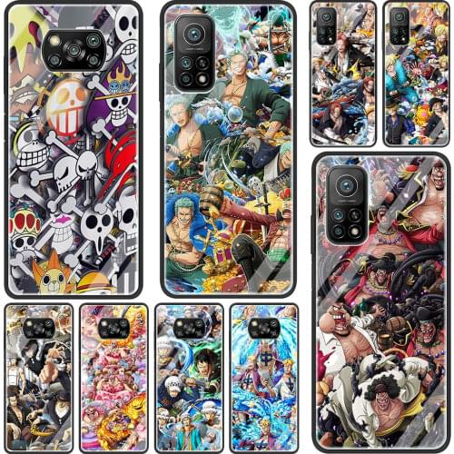 Anime One Piece Cover Case for Xiaomi Mi Poco X3 NFC Note 10 Lite 9T 10T Pro CC9E 10S Tempered Glass Soft Edge Shell