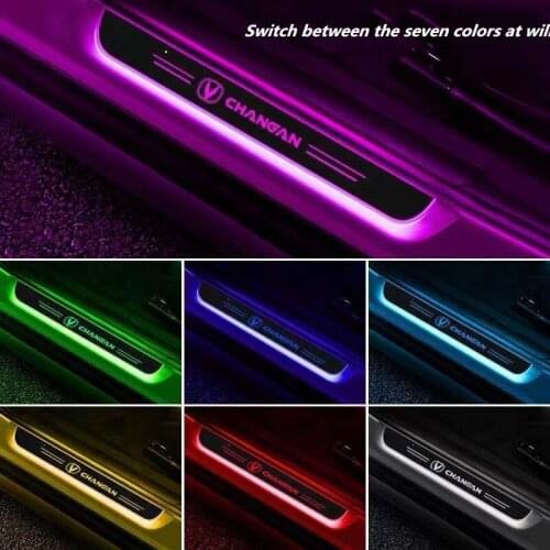 For Changan Eado XT CS35 75 85 CS95 Dsvin V7 Car USB Power Moving LED Welcome Pedal Car Scuff Plate Pedal Door Sill Pathway lamp