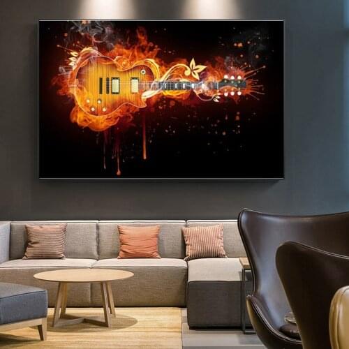 Electric Guitar Canvas Painting Abstract Guitar Posters and Prints Cuadros Wall Art Pictures for Living Room Home Decor Unframed