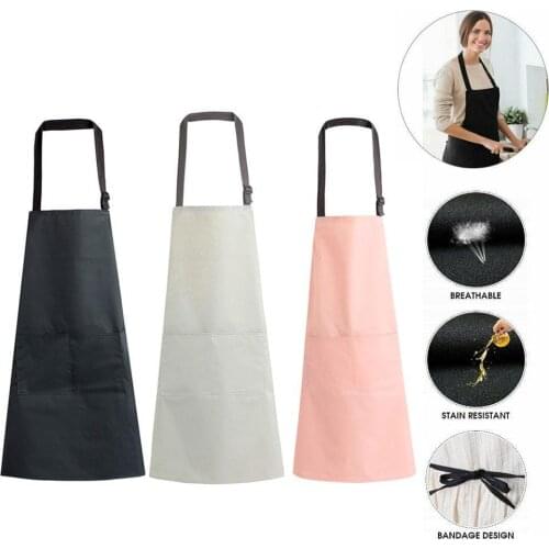 Pure Color Cooking Aprons For Chef Waiter BBQ Hairdresser Aprons Full Size Adult Waterproof Aprons