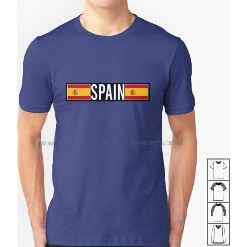 Spain T Shirt 100% Cotton Spain Flag Spanien Spanisch Spanierin Europa Spanier Viva Madrid Valencia Sevilla Saragossa Málaga