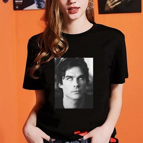 Vampire Diaries Printed Graphic Tee Women Tshirt Character Harajuku White Casual Shirt Top Short Sleeve Summer T-shirt Women