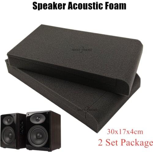 2 Sets 30x17x4CM Sponge Studio Monitor Speaker Acoustic Isolation Foam Soundproof Foam Speaker Base Pads High Density 4Pcs