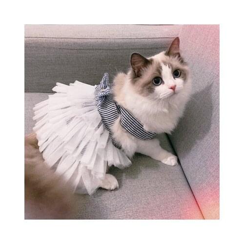 Cotton Bow Design Princess Pet Dresses For Small Cats Summer Cat Dresses Kitten Puppy Skirt Clothes Cat Clothing Costume ZA18