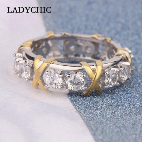 LADYCHIC Fashion Wedding Ring for Women Simple Classic X-Shape Element Silver Color Engagement Rings Jewelry Wholesale LR1086