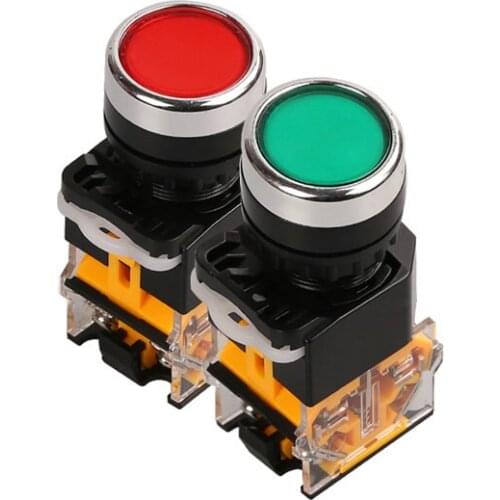 LA38-11 push button switch Self-reset button switch hole diameter 22mm red and green/machine/electric control cabinet fittings