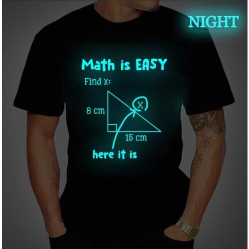 Men T Shirt Math Is Easy Here It Is Funny Math Teacher Student Letters Male T Shirt Summer Luminous Tees Streetwear T-shirt