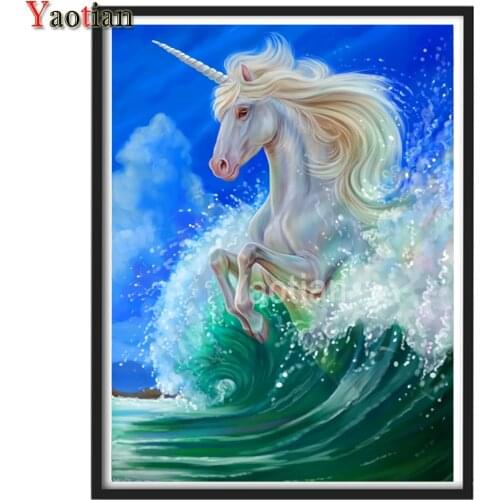 Diamond Painting Kit,5D DIY Diamond Embroidery,Complete Round/Square Diamond Mosaic,Unicorn Waves Landscape Cross Stitch