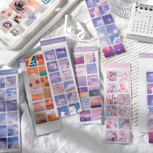 1 piece Cloud sakura Laser Stickers Cute Junk Journal Stationery Hand Account Happy Plan Deco Sticker Art Supplies