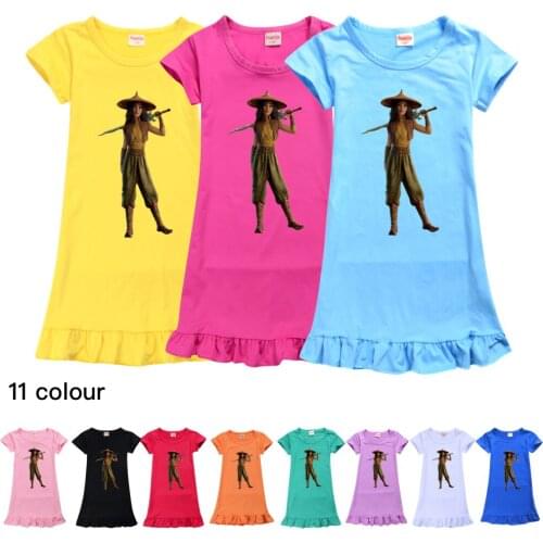 Nightdress Little Teen Girl Pajamas Dresses Children Summer Nightgown Home Clothes Kids Sleepwear Raya and The Last Dragon 2021