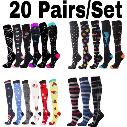 Dropship Compression Socks Men Women Athletic Legging Nursing Boot Socks Knee High Stockings For Outdoor Hiking Running Marathon