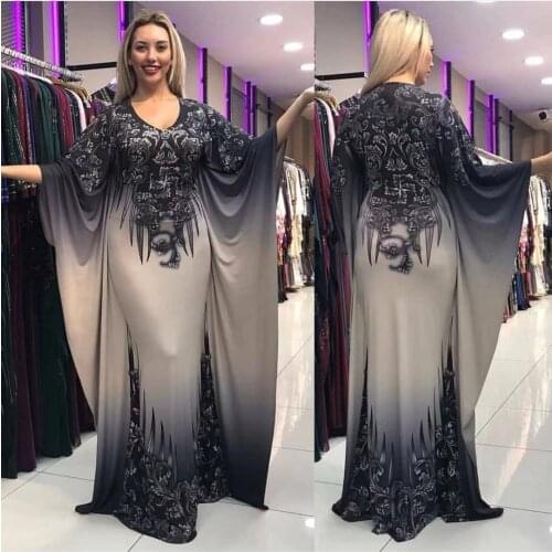 New African Dresses for Women Dashiki Print African Clothes Sexy Slim Ruffle Sleeve Long Party Africa Dress Clothing
