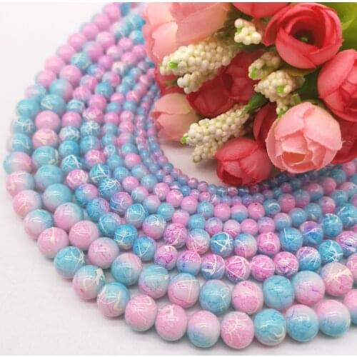 Wholesale 4/6/8/10mm Pull White Silk Glass Beads Loose Spacer Beads Painted Charm For Jewellery Making DIY Bracelet&Necklace #12