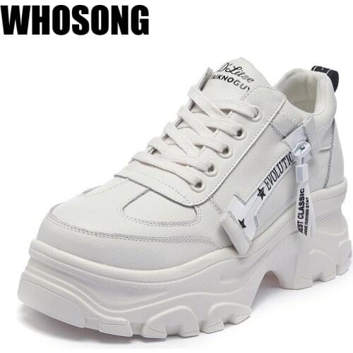 Autumn Women Platform Sneakers Ladies Brand Shoes Girls Real Leather Chunky Sneakers Sport Sneakers Casual Sneakers Trainers New