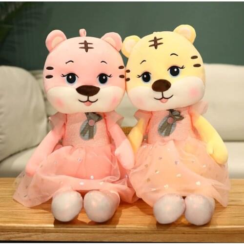 1pc 40-120cm Big Size Cartoon Smile Tiger with Skirt Plush Toys Cute Stuffed Veiled Tiger Pillow Dolls Girls Valentines Gift