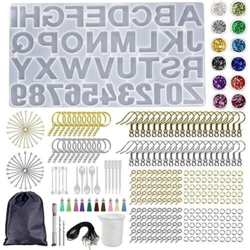 1 Set Crystal Epoxy Resin Mold Alphabet Letter Number Keychain Pendant Casting Silicone Mould DIY Crafts Jewelry Making