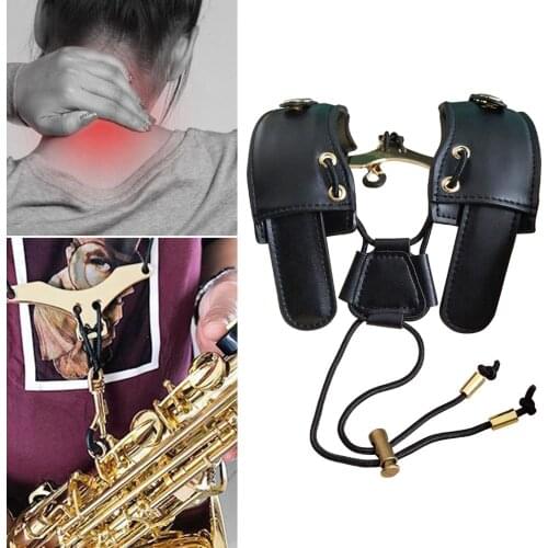 Professional Adjustable Alto Tenor Soprano Saxophone Harness Leather Sax No Stress on Shoulder Strap Belts Set