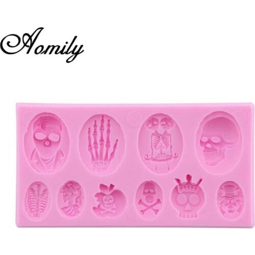 Aomily Halloween Funny Skeleton Silicone Chocolate Mould Cake Decorating Tools Cupcake Cookies Silicone Mold Muffin Baking Gift