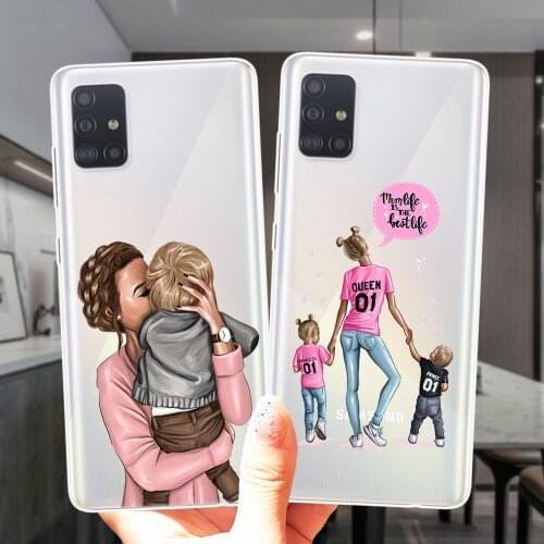 Super Mama Girl Mom Boy Baby Silicone Case Cover For Samsung A51 A71 A21S A01 A10 A11 A20 A30 A31 A40 A41 A50 A60 A70 A7 A8 Plus