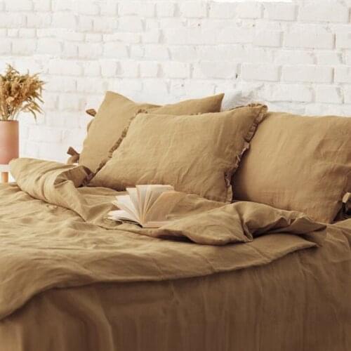 Nordic Customized 100% Pure Stone Washed Linen Duvet Cover Set French Linen Fabric Bedding Set Bed Cover Sheets Bed Sets 3/4pcs