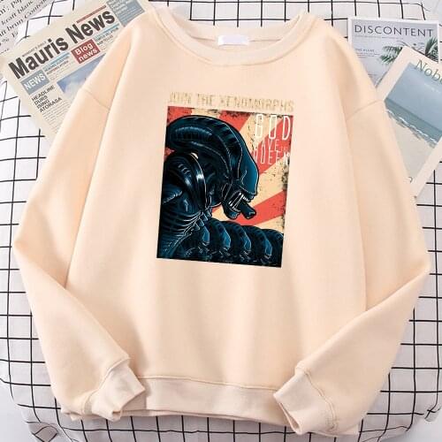Join The Xenomorphs Printed Hoody Womens Cartoons Casual Sweatshirt Harajuku Loose Oversize Hoodies Fashion Fleece Men Clothes