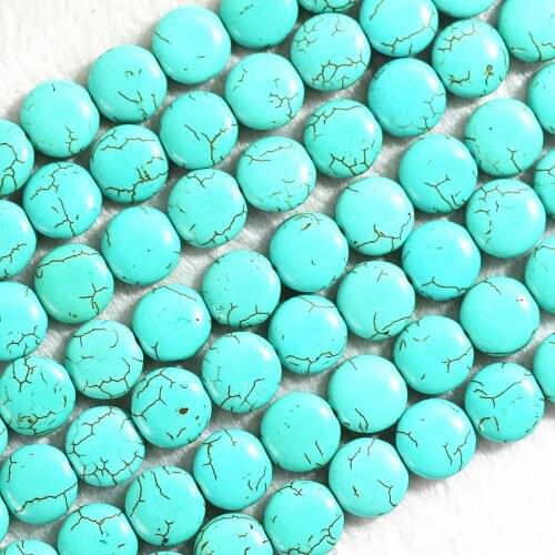 Unique green calaite turquoises high grade stone 12mm 14mm round cake beads fashion hot sell loose beads making Jewelry B273