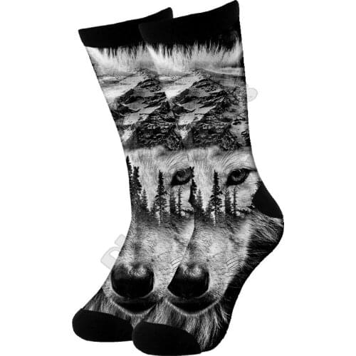 Snow Wolf High Socks 3d Printed Men For Women Funny socks fashion long Socks 03