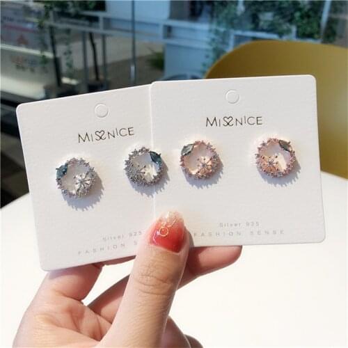 MWsonya Korean Fashion Crystal Hollow Stud Earrings for Women Elegant Earrings Jewelry Party Gifts Accessories