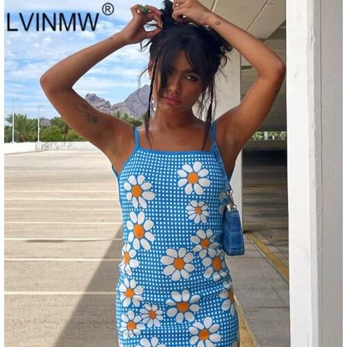 LVINMW Mini Dress Back Lace Up Plaid Skinny Chic Bodycon Flower Printed Patchwork Backless Slim Dresses For Women 2021 Fresh